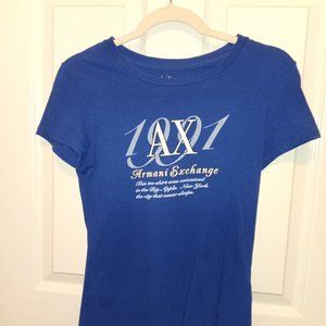 Armani Exchange Graphic Logo Blue Short Sleeve Shirt Size Small